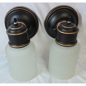 Portfolio Wall Sconce Oil-Rubbed Bronze Vanity Light Fixture Frosted Shades 5"